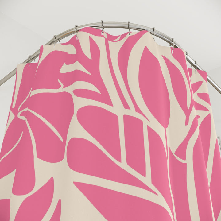 Little Cove Pink Botanical Shower Curtain | Waterproof Matisse-Inspired Floral Decor