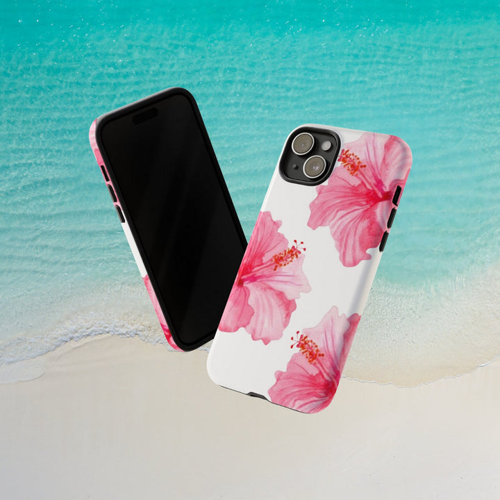 Tough Dual Layer Phone Case | Pink Hibiscus Tropical Floral for iPhone & Samsung