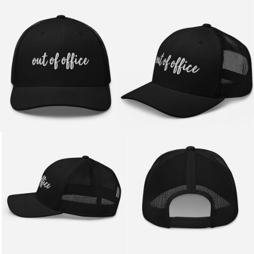 "Out of Office" Trucker Hat - Mesh Back Embroidered Snapback Cap