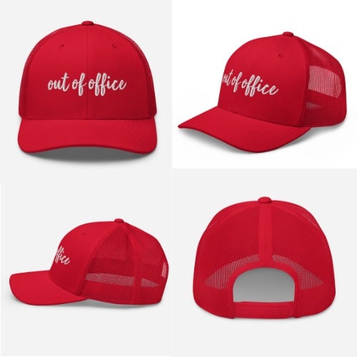 "Out of Office" Trucker Hat - Mesh Back Embroidered Snapback Cap