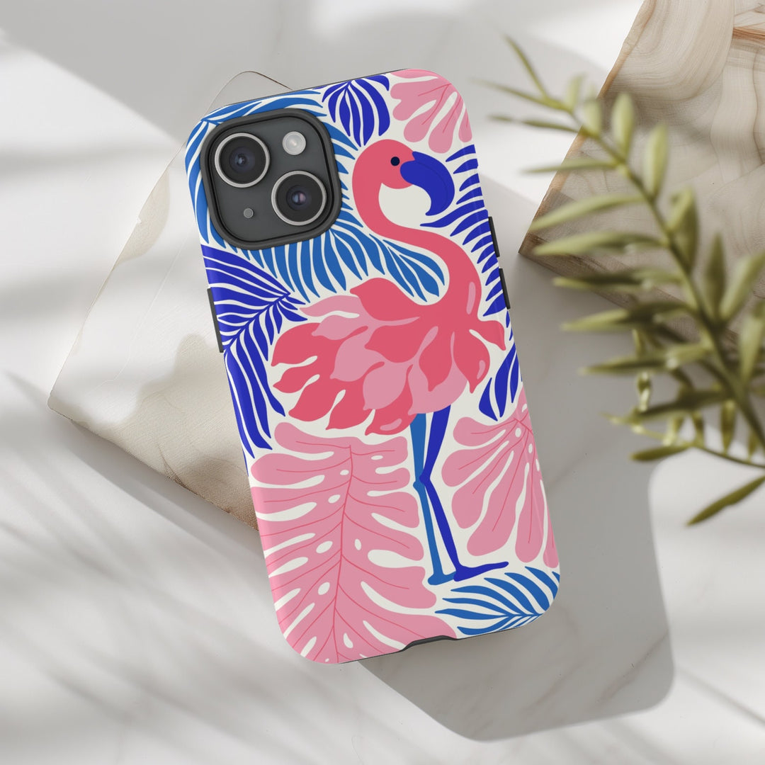Tough Dual Layer Phone Case | Pink Flamingo Tropical Print for iPhone & Samsung