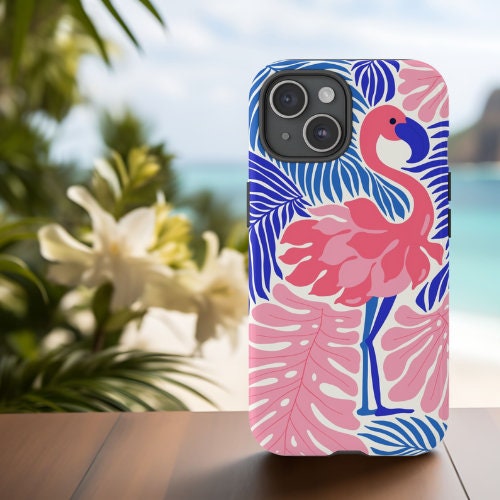 Tough Dual Layer Phone Case | Pink Flamingo Tropical Print for iPhone & Samsung