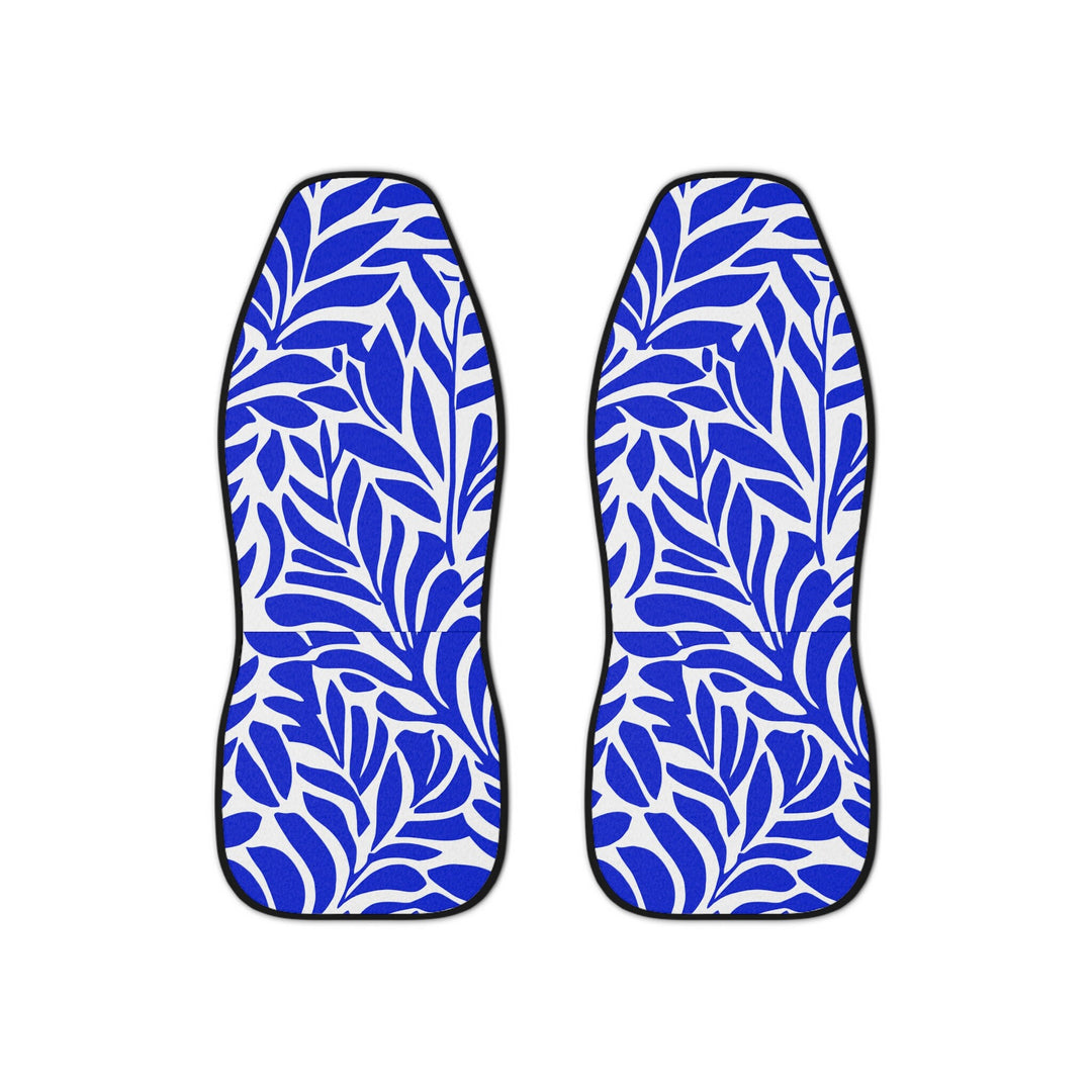 Coconut Girl Hawaiian Car Seat Covers (Set of 2) | Blue Tropical Leaf Universal Fit