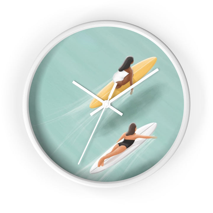 Boho Coastal Wall Clock (10 Inch) | Silent Movement Surfer Beach Decor