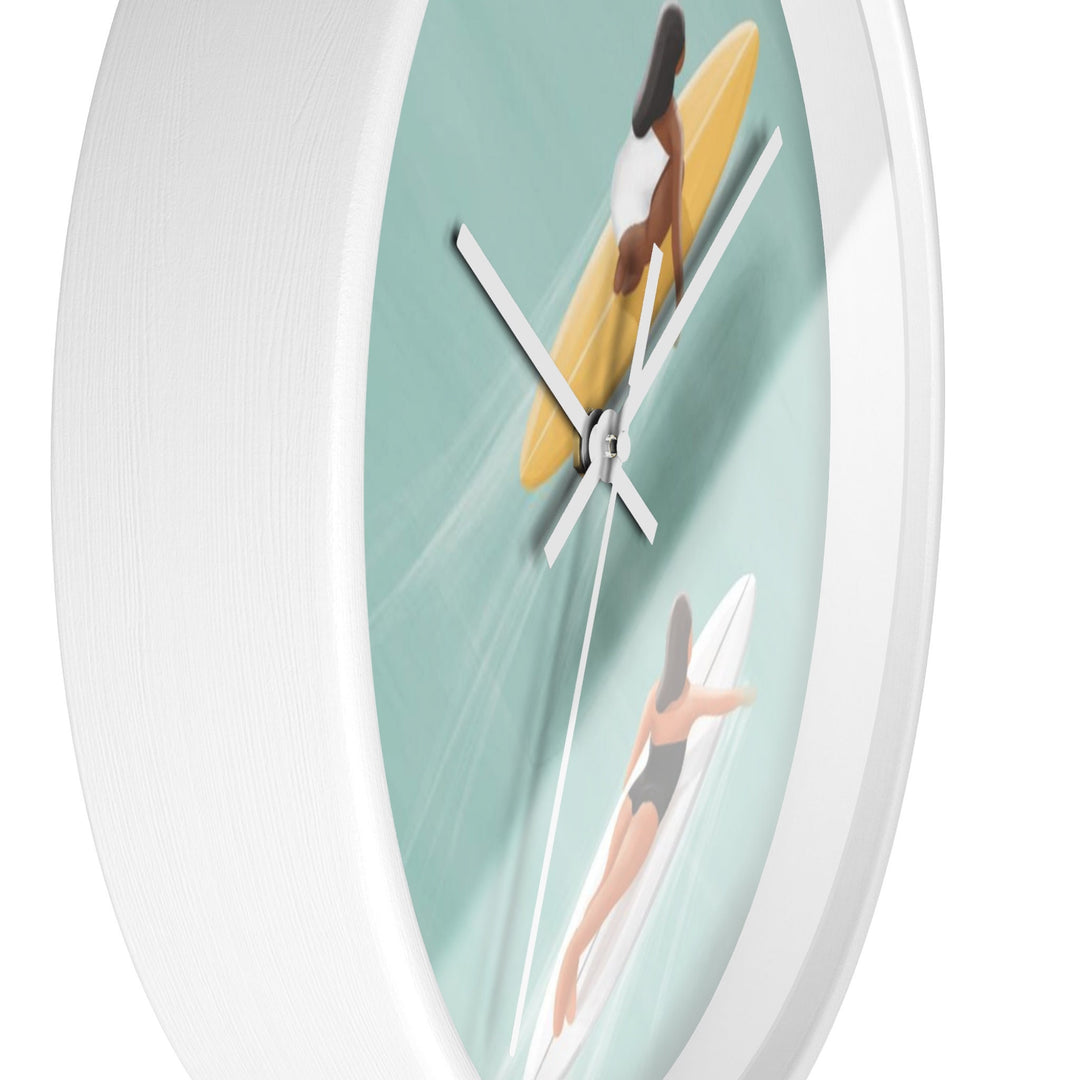 Boho Coastal Wall Clock (10 Inch) | Silent Movement Surfer Beach Decor