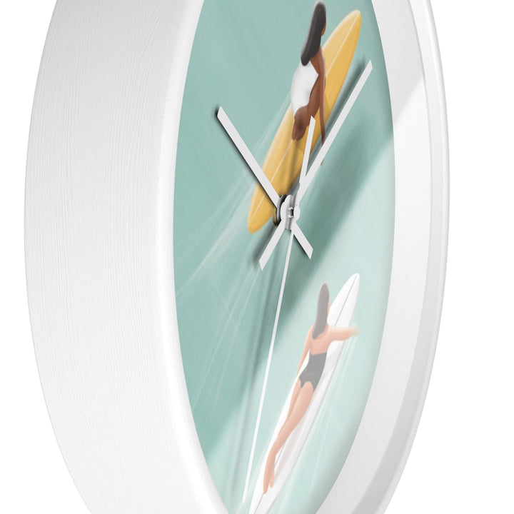 Boho Coastal Wall Clock (10 Inch) | Silent Movement Surfer Beach Decor