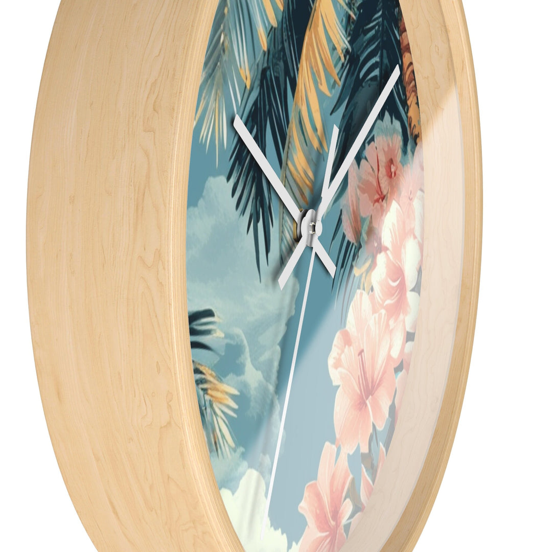 Silent Tropical Wall Clock | Hawaiian Floral Beach House Decor & Coastal Living Gift