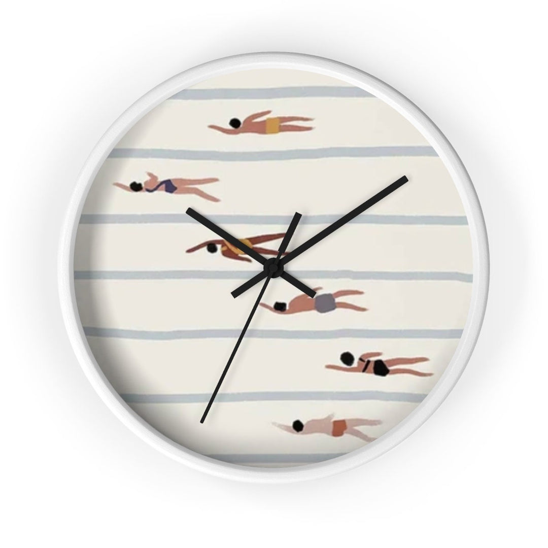Retro Swimmer Wall Clock – Vintage Swimmer Art | Silent Mechanism, Coastal Decor