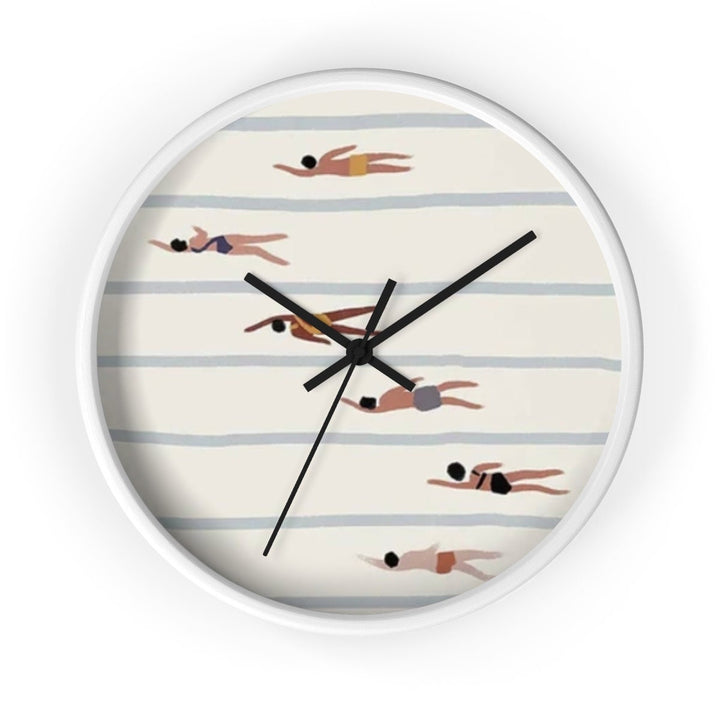 Retro Swimmer Wall Clock – Vintage Swimmer Art | Silent Mechanism, Coastal Decor