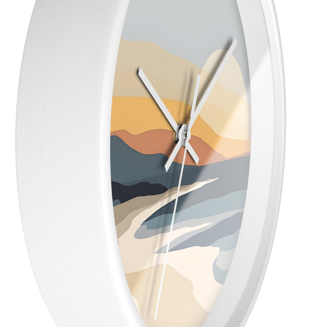 Minimalist Coastal Wall Clock (10 Inch) | Silent Movement Abstract Landscape Decor