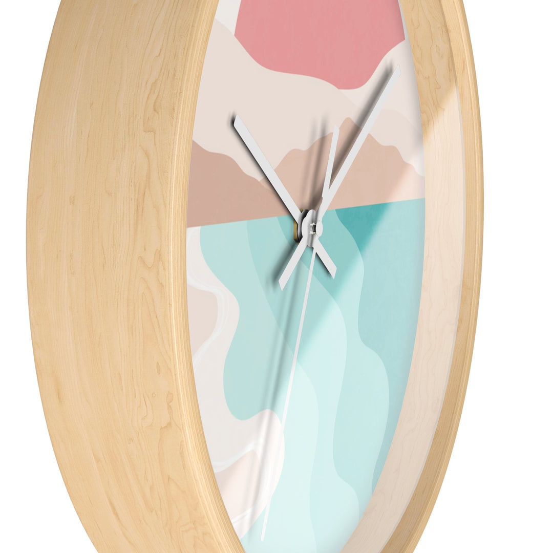 Minimalist Coastal Wall Clock (10 Inch) | Silent Movement Abstract Sunset Decor