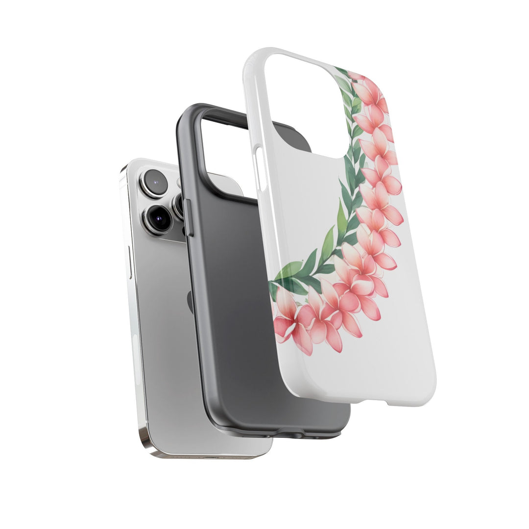 Tough Dual Layer Phone Case | Pink Plumeria Floral Design for iPhone & Samsung