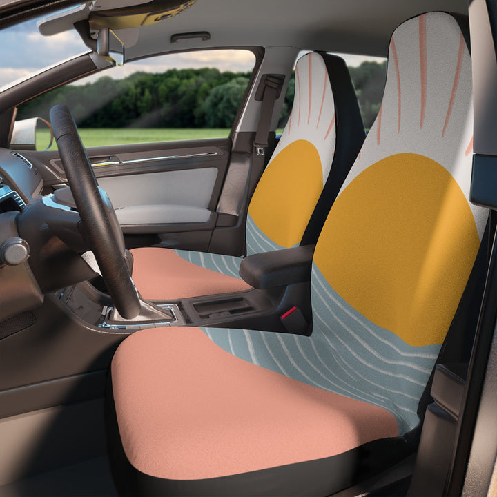 "Sunny Days" Retro Car Seat Covers (Set of 2) | Durable 70s Bucket Seat Cover Protection
