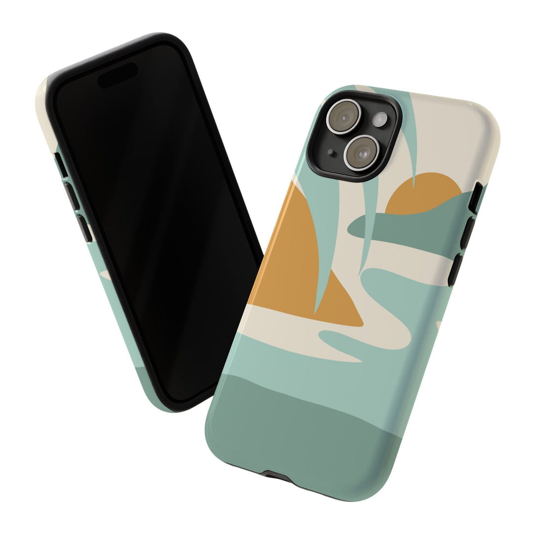 Tough Dual Layer Phone Case | Minimalist Sun & Sea Print for iPhone & Samsung