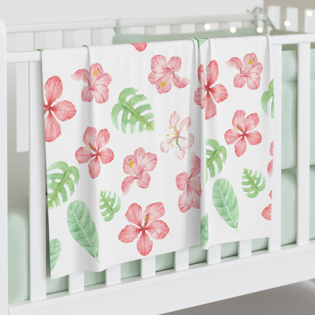Aloha Baby Swaddle Blanket | Soft Breathable Jersey Polyester Hibiscus Print