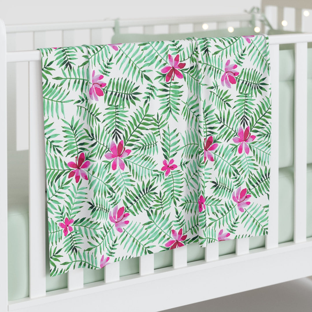 Happy Aloha Baby Swaddle Blanket | Soft Breathable Jersey Polyester Floral Wrap