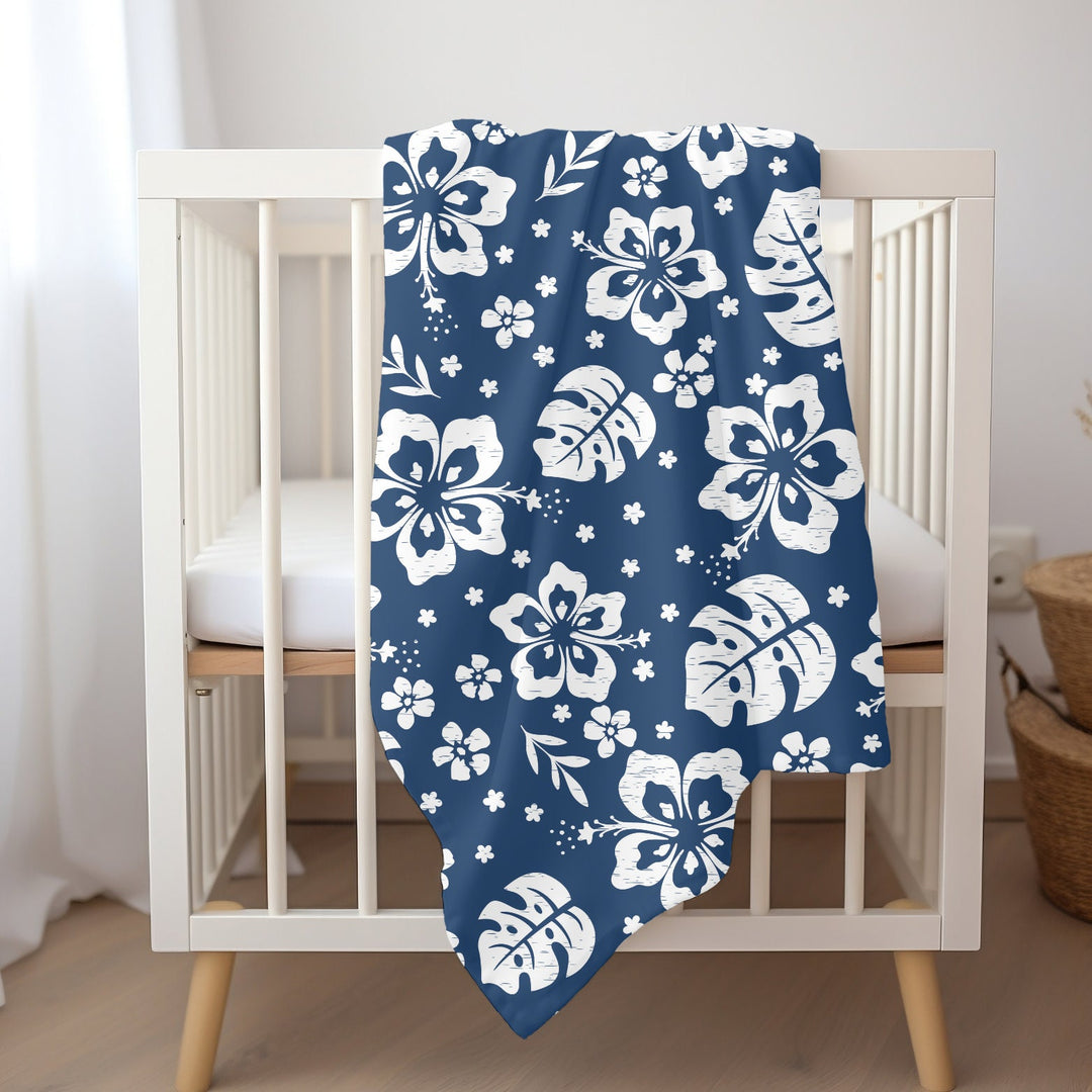 Mokuleia Baby Swaddle Blanket | Soft Breathable Jersey Polyester Hibiscus Print