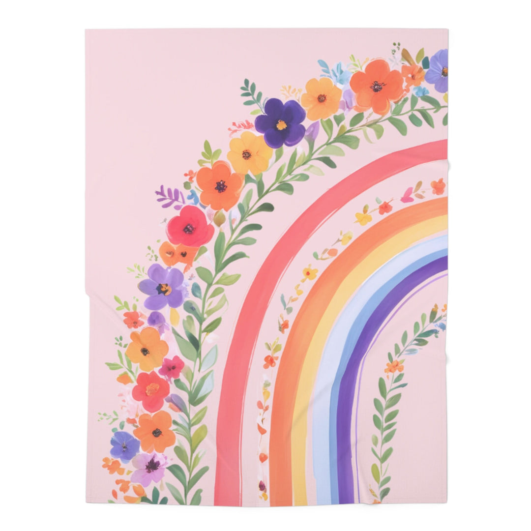 Baby Swaddle Blanket – Floral Rainbow Design | Soft Pastel Colors Cozy Infant Wrap