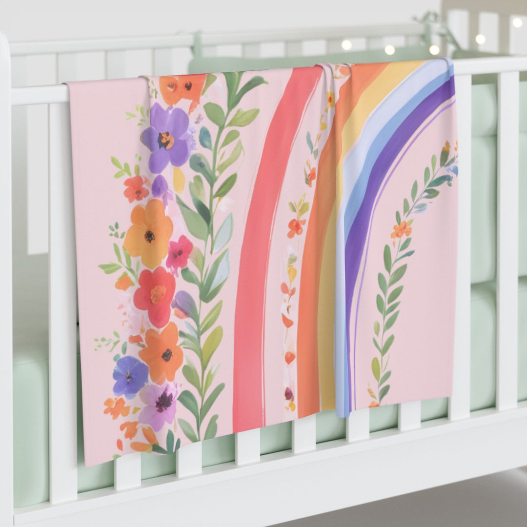 Baby Swaddle Blanket – Floral Rainbow Design | Soft Pastel Colors Cozy Infant Wrap