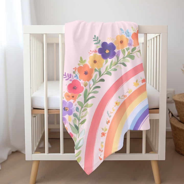 Baby Swaddle Blanket – Floral Rainbow Design | Soft Pastel Colors Cozy Infant Wrap