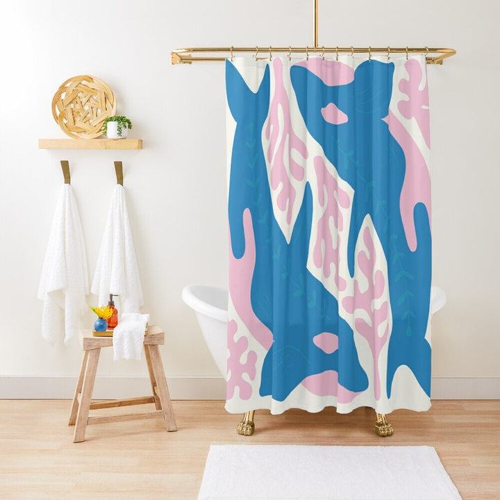 Orca Whale Shower Curtain 71"x74" | Abstract Marine Waterproof Decor