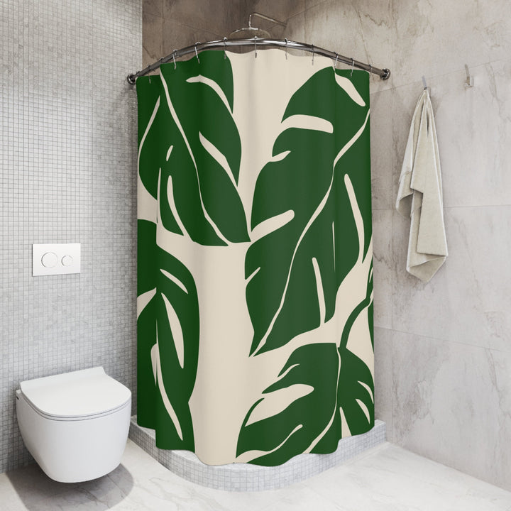 Palm Cove Tropical Shower Curtain 71"x74" | Green Botanical Palm Leaves Waterproof Decor