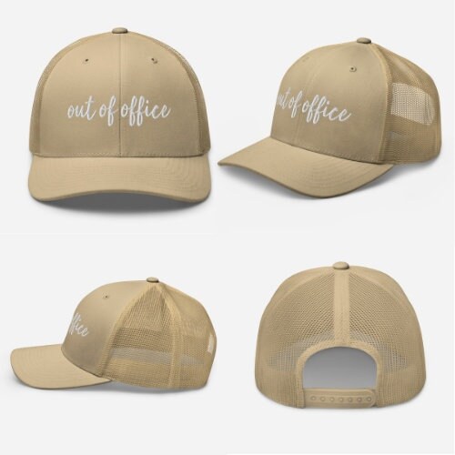 "Out of Office" Trucker Hat - Mesh Back Embroidered Snapback Cap