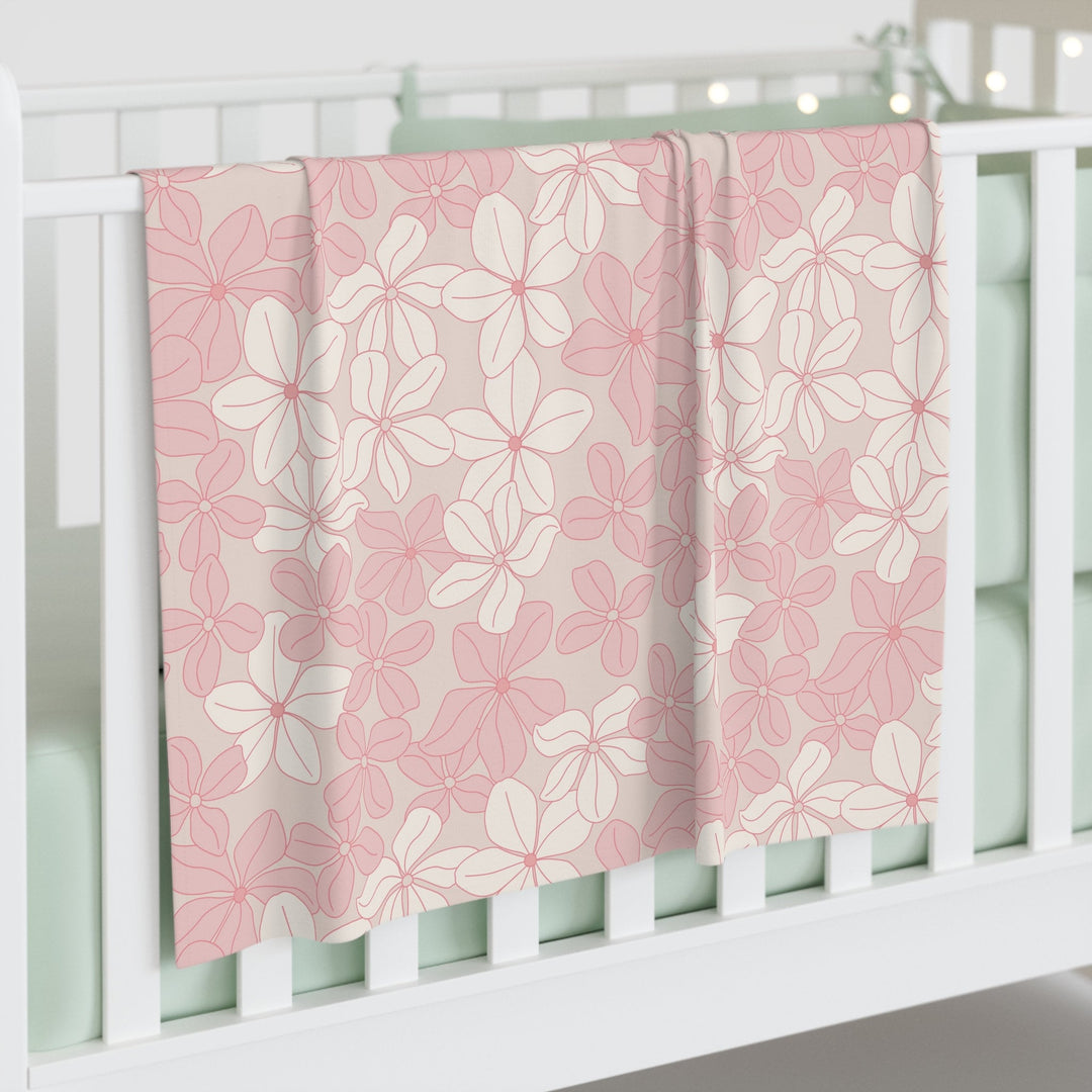 Hawaiian Baby Blanket | Soft Jersey Polyester Pink Hibiscus Swaddle Wrap