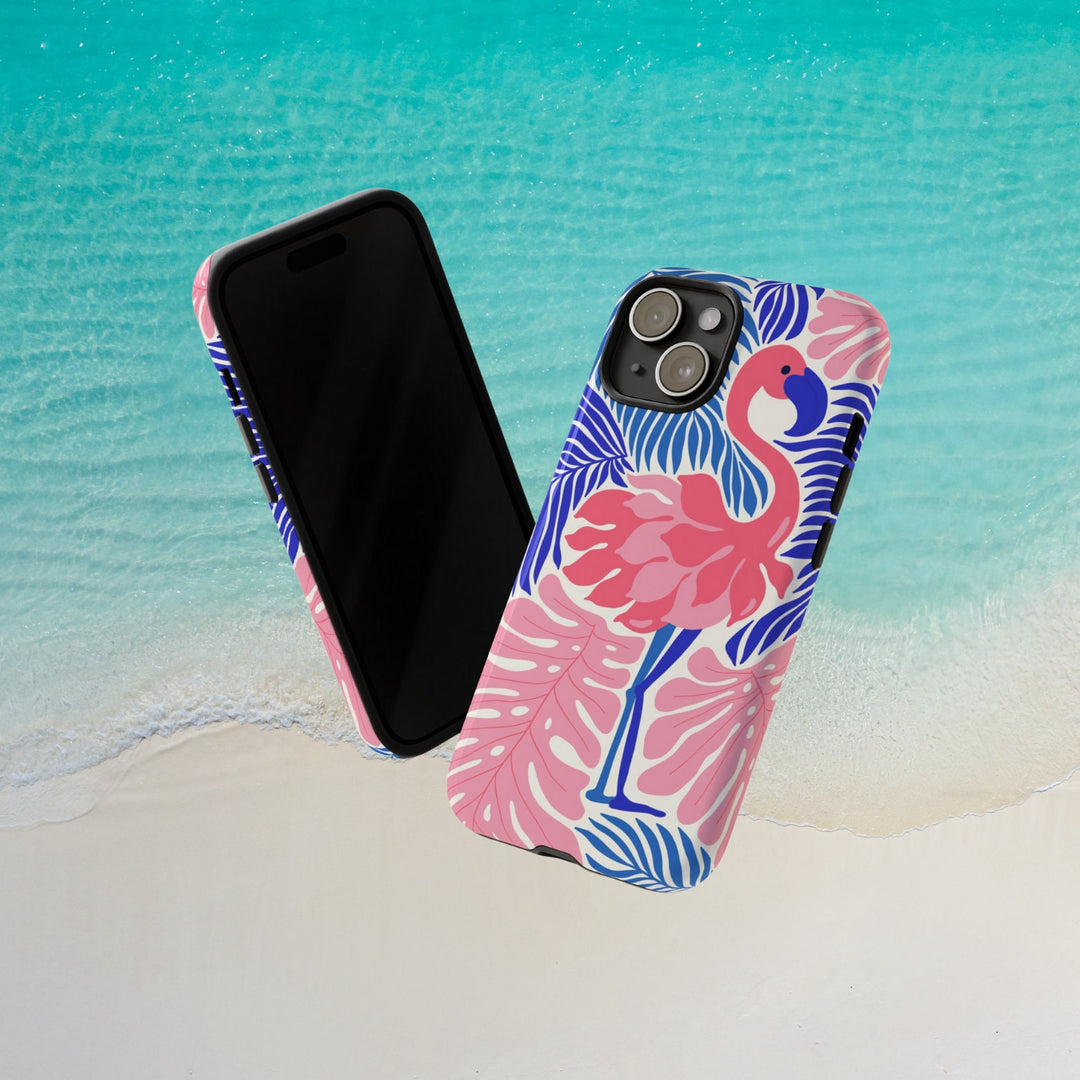 Tough Dual Layer Phone Case | Pink Flamingo Tropical Print for iPhone & Samsung