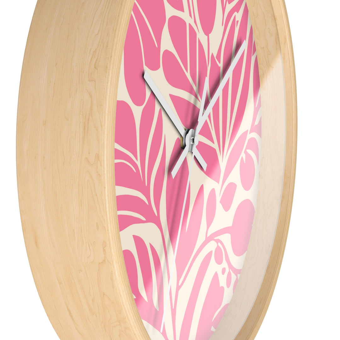 Coastal Wall Clock (10 Inch) | Silent Quartz Movement & Pink Floral Decor