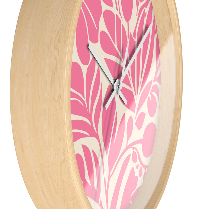 Coastal Wall Clock (10 Inch) | Silent Quartz Movement & Pink Floral Decor