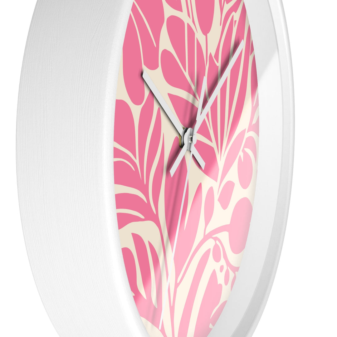 Coastal Wall Clock (10 Inch) | Silent Quartz Movement & Pink Floral Decor