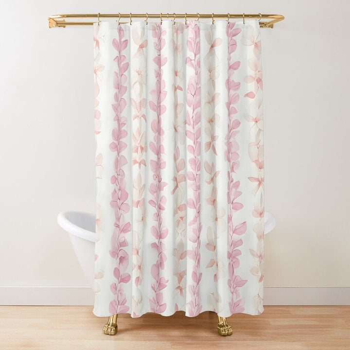 Pink Plumeria Flower Lei Shower Curtain | Waterproof Hawaiian Tropical Floral Decor