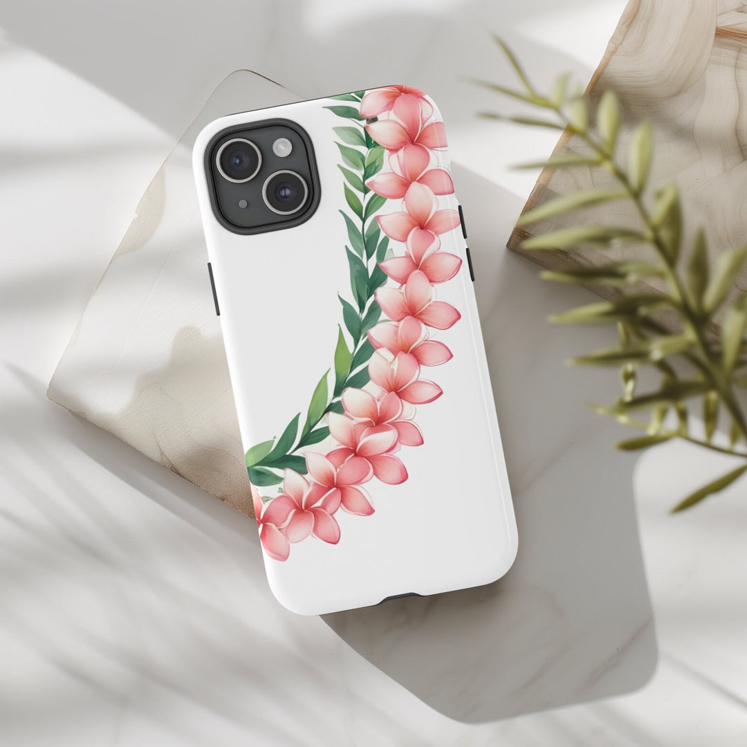 Tough Dual Layer Phone Case | Pink Plumeria Floral Design for iPhone & Samsung