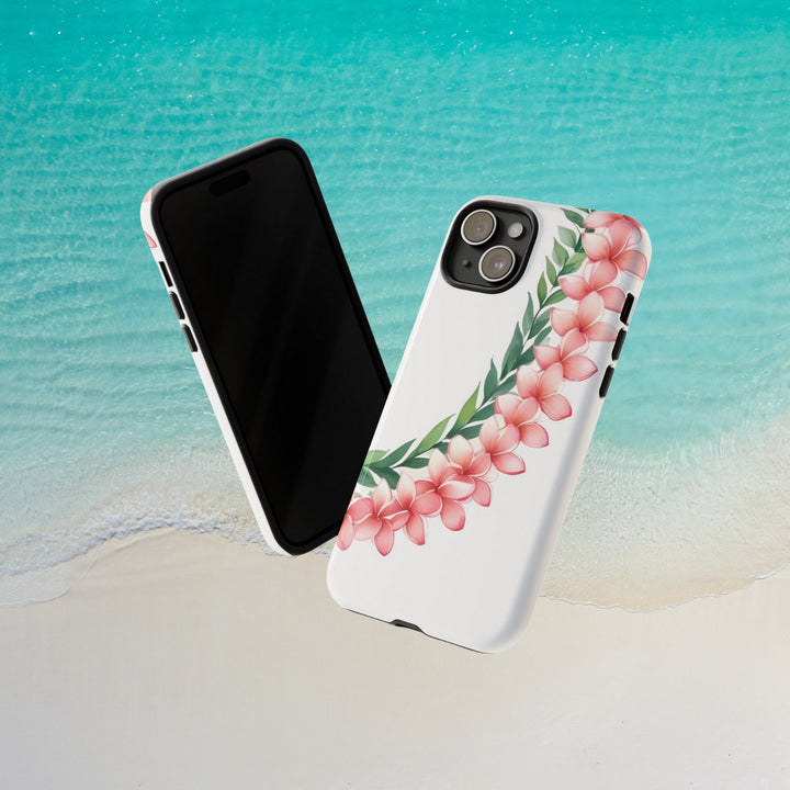 Tough Dual Layer Phone Case | Pink Plumeria Floral Design for iPhone & Samsung