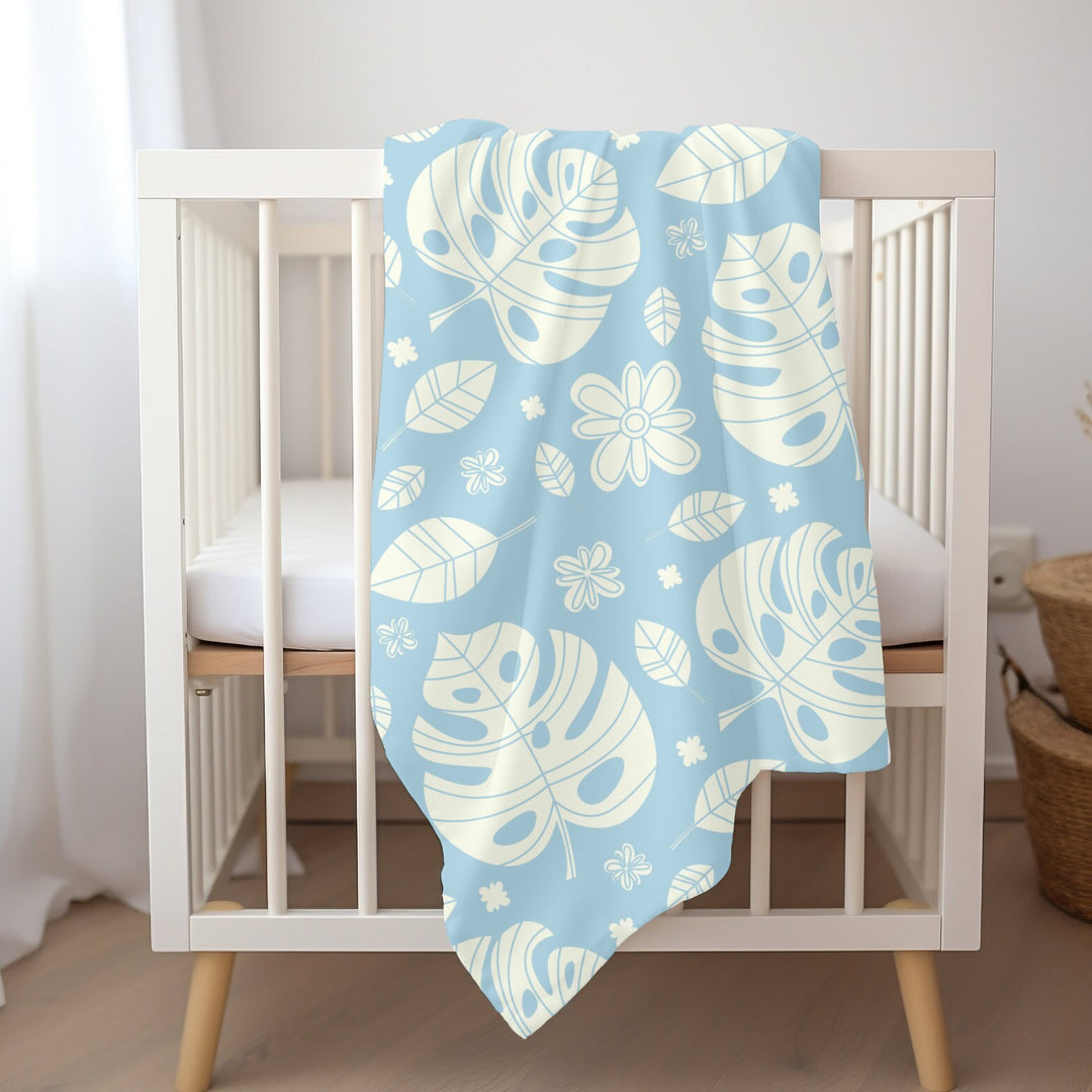 Road To Hana Baby Swaddle Blanket | Soft Jersey Polyester Tropical Monstera Wrap