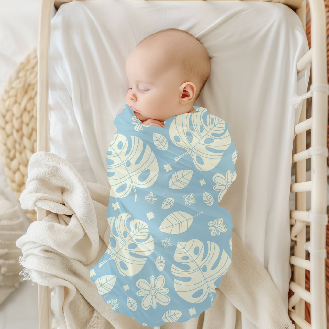 Baby Swaddle Blanket: Hawaiian Print Design (One Size 30x40 inches)