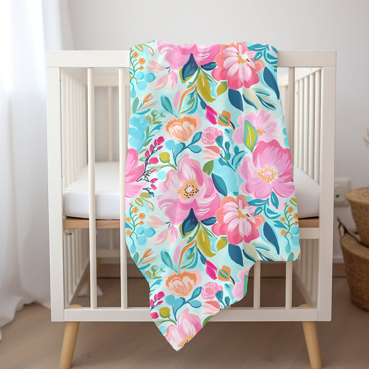 Tahitian Bloom Baby Swaddle Blanket | Soft Breathable Jersey Polyester Floral Wrap