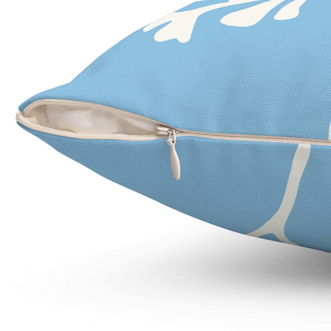 Blue Coral Throw Pillow | Coastal Decorative Pillow & Beach House Cushion