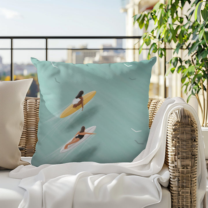 Watercolour Coastal Cushion Cover | Surfing Print