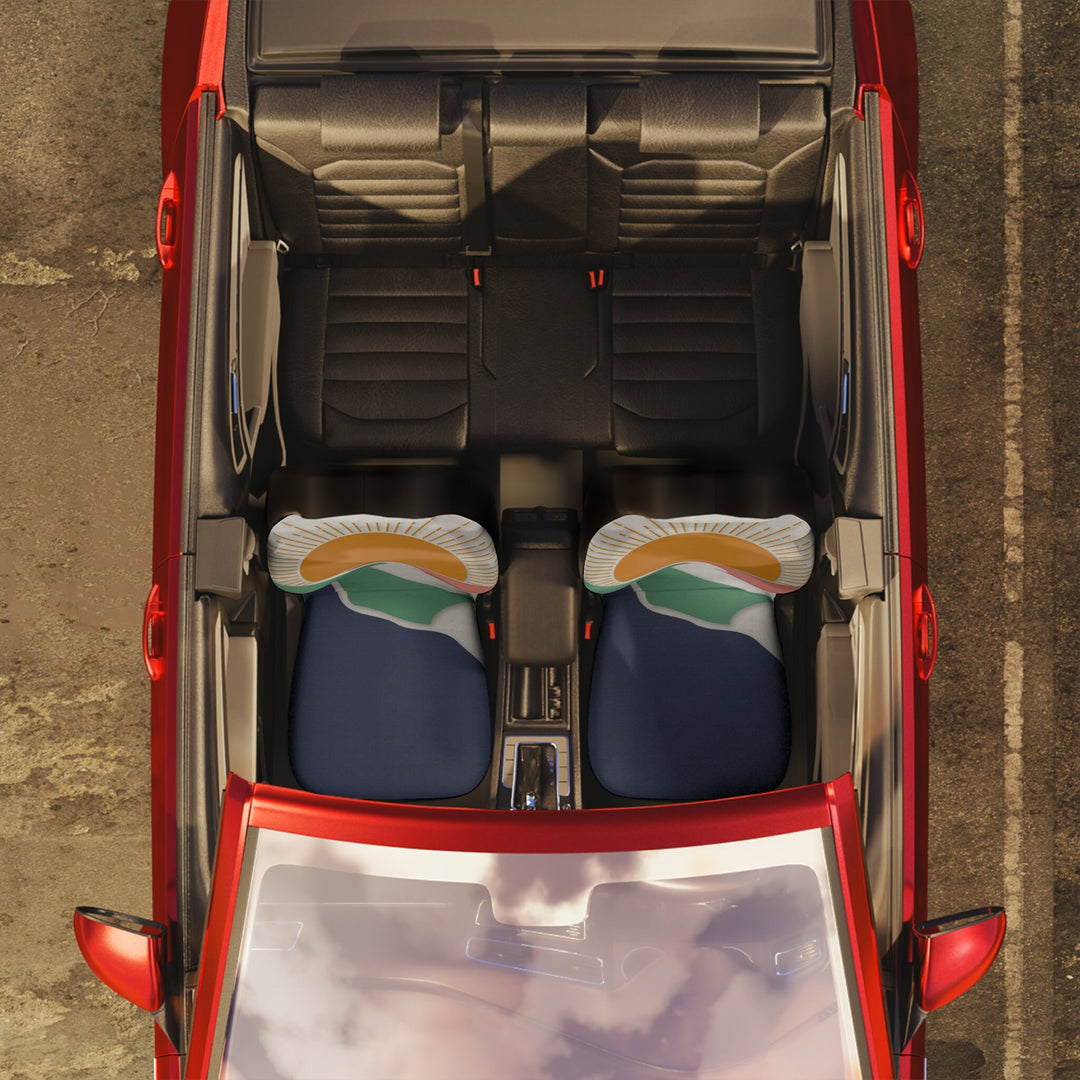 Here Comes The Sun" Retro Car Seat Covers (Set of 2) | Groovy Universal Fit Bucket Seat Covers