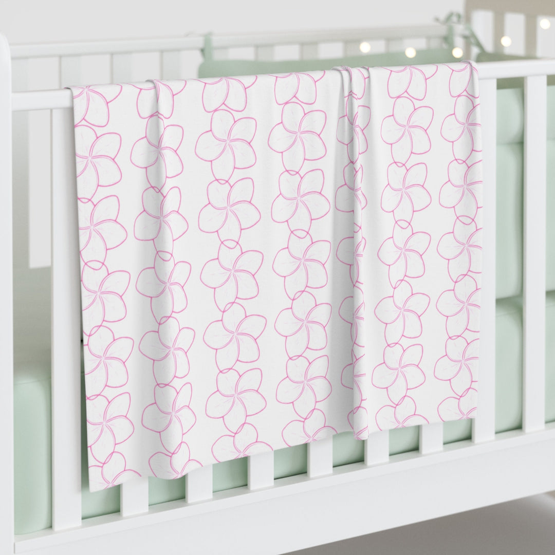 Pink Plumeria Baby Blanket | Soft Breathable Jersey Polyester Swaddle Wrap with Floral Print