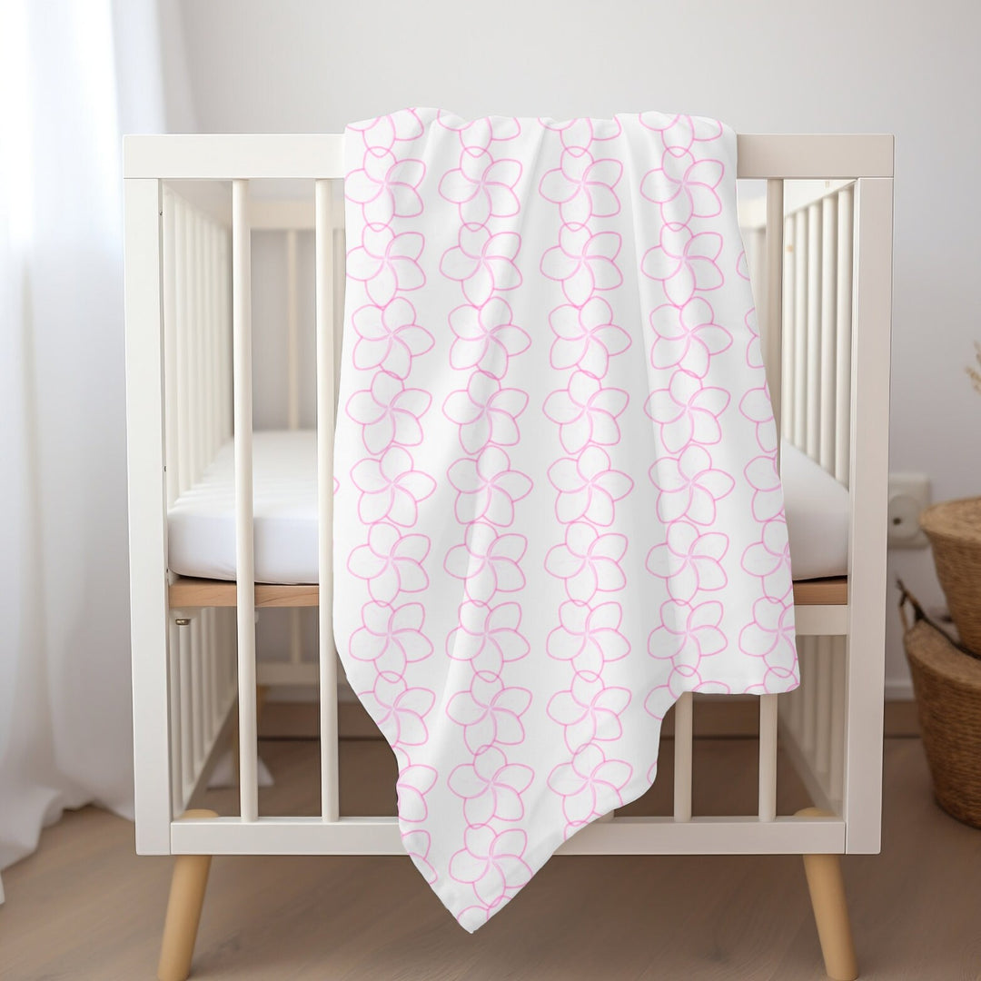 Pink Plumeria Baby Blanket | Soft Breathable Jersey Polyester Swaddle Wrap with Floral Print