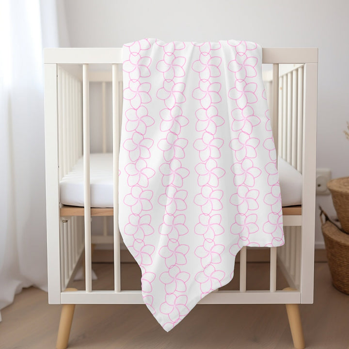 Pink Plumeria Baby Blanket | Soft Breathable Jersey Polyester Swaddle Wrap with Floral Print
