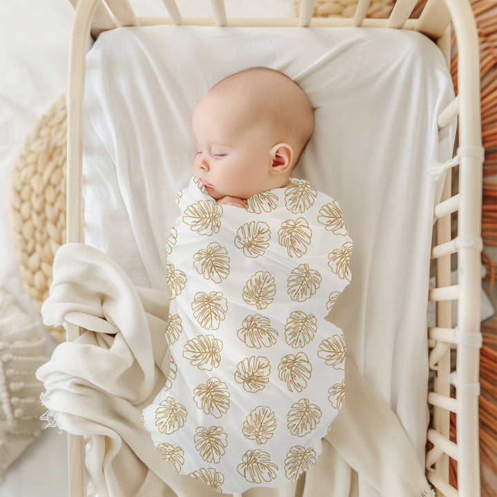 Baby Swaddle Blanket – Tropical Monstera Leaf Design | Soft, Breathable Fabric