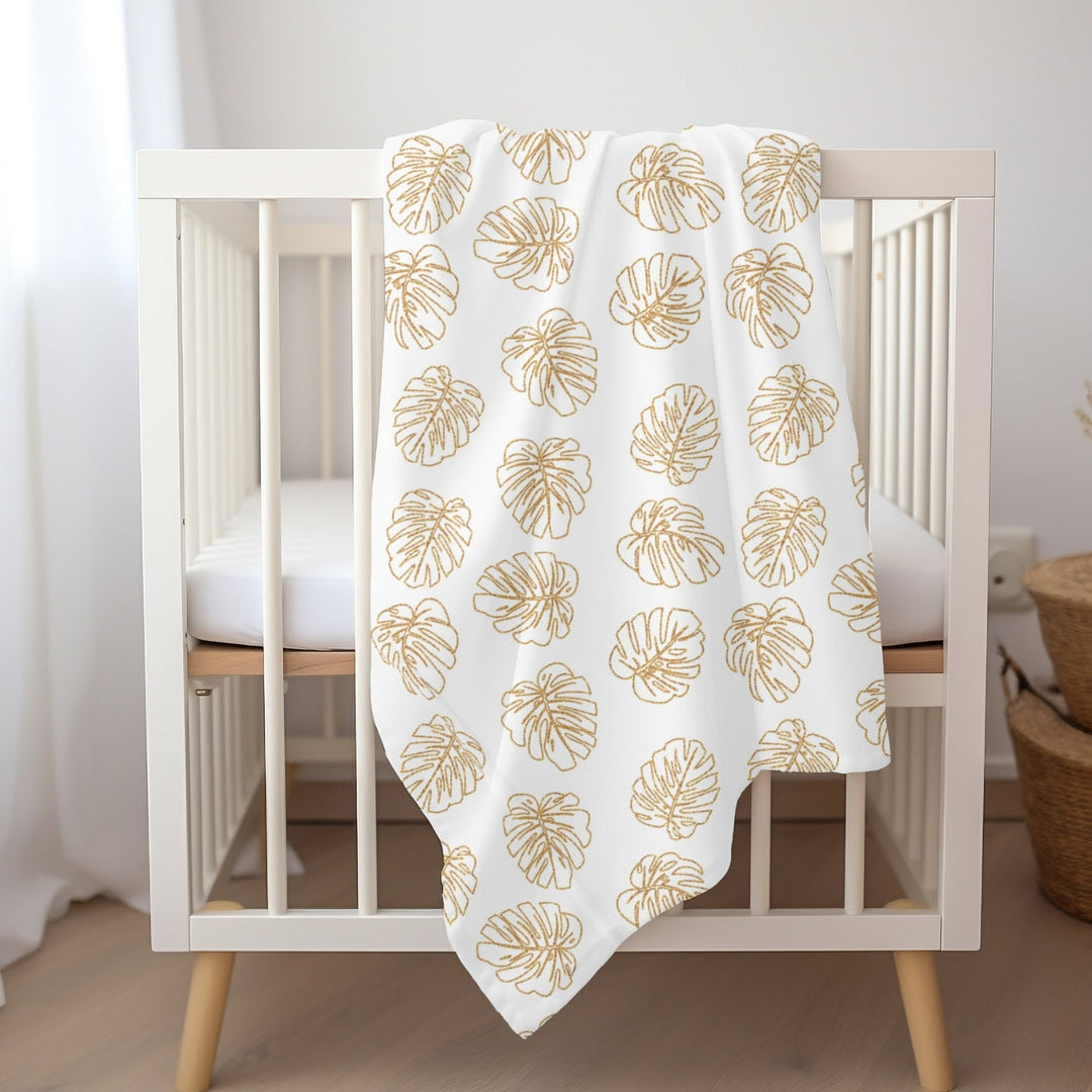 Baby Swaddle Blanket – Tropical Monstera Leaf Design | Soft, Breathable Fabric