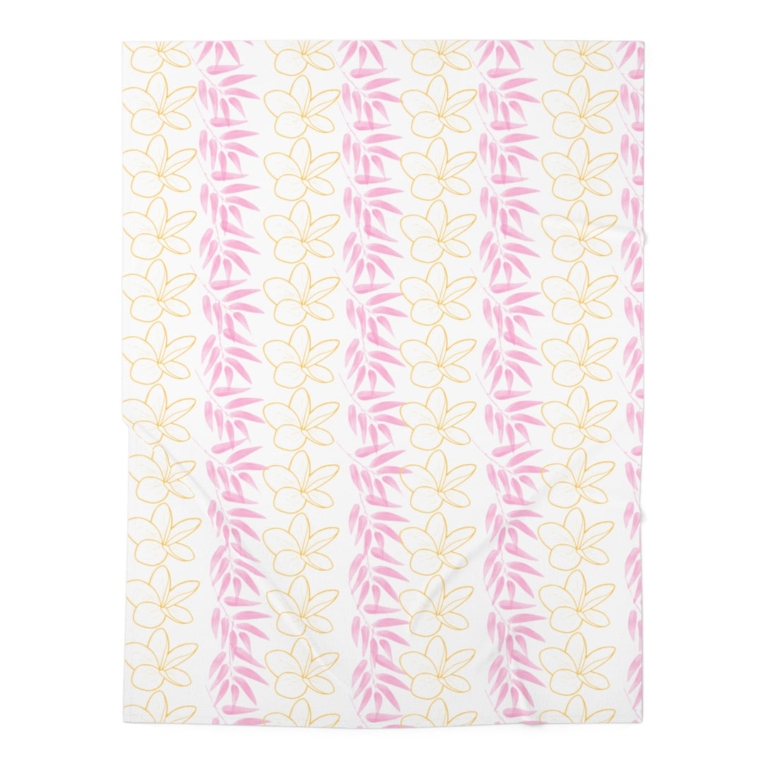 Plumeria Lei Baby Swaddle Blanket | Soft Jersey Polyester Tropical Floral Wrap for Newborns