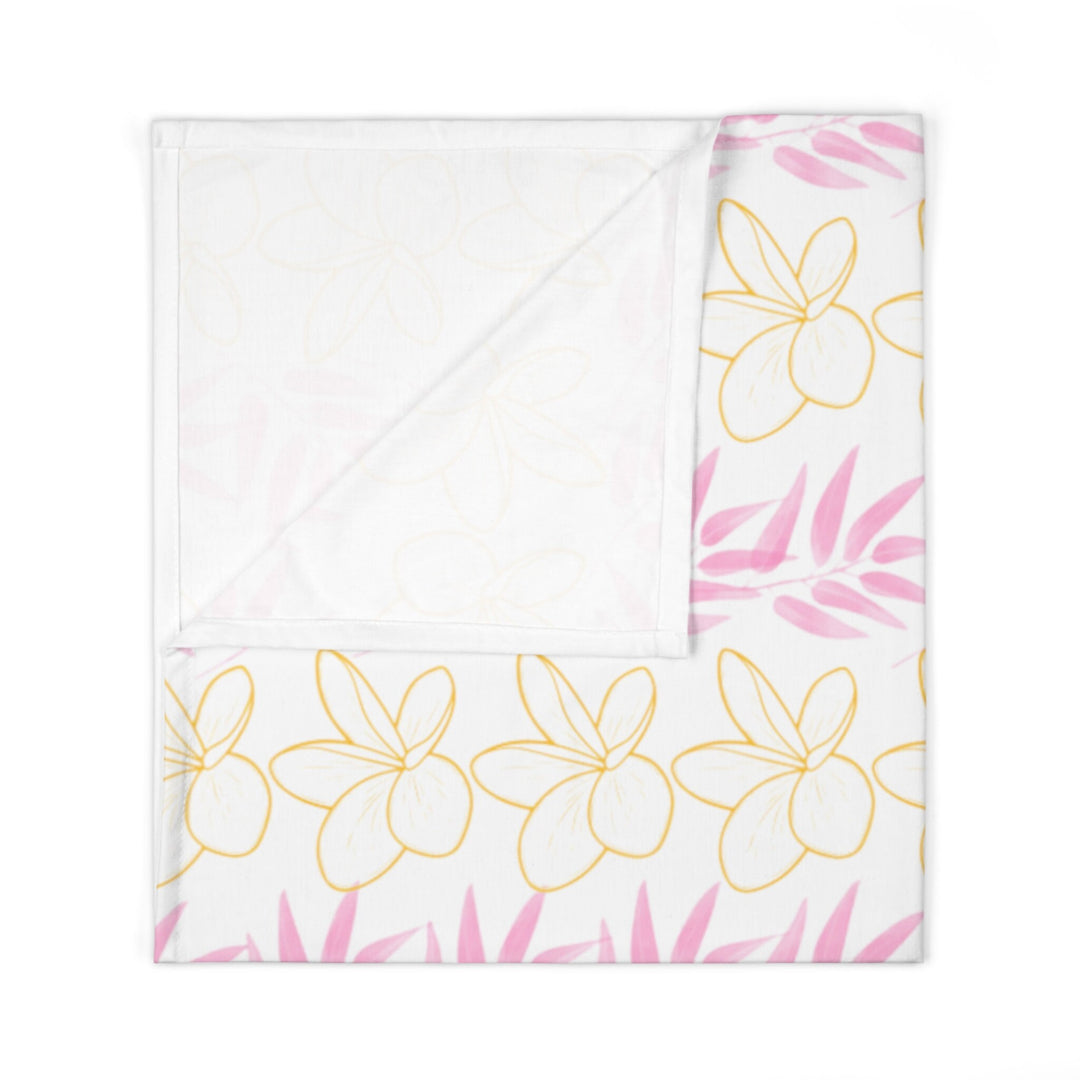Plumeria Lei Baby Swaddle Blanket | Soft Jersey Polyester Tropical Floral Wrap for Newborns