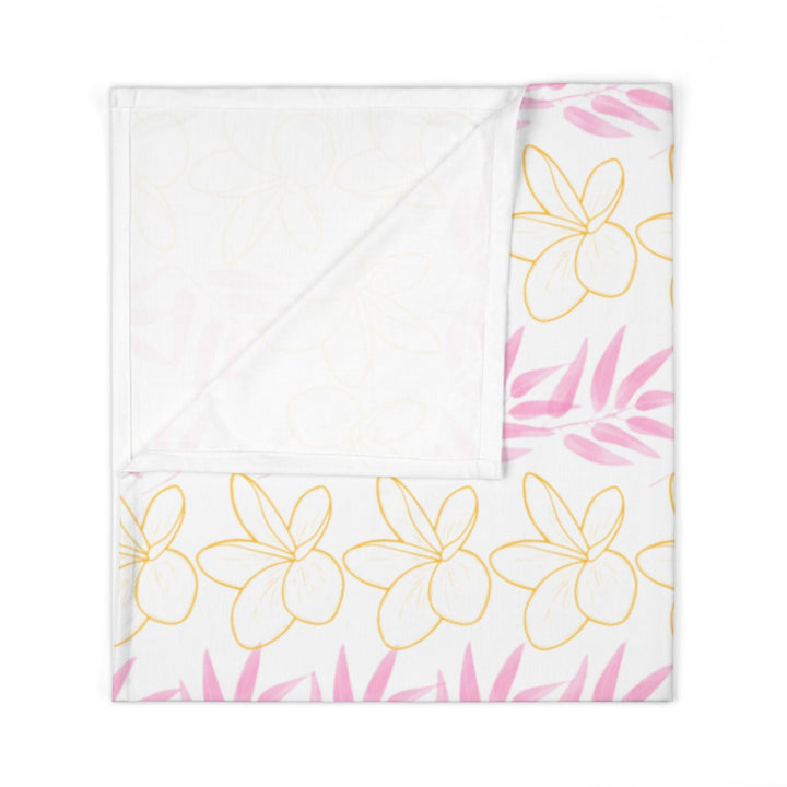 Plumeria Lei Baby Swaddle Blanket | Soft Jersey Polyester Tropical Floral Wrap for Newborns