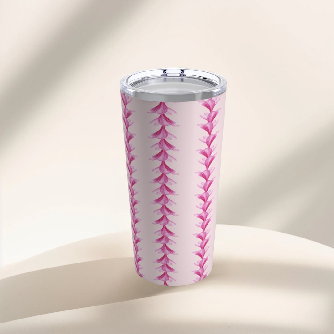 Pink Plumeria Tumbler – 20oz Stainless Steel Insulated Travel Cup With Tropical Floral Design